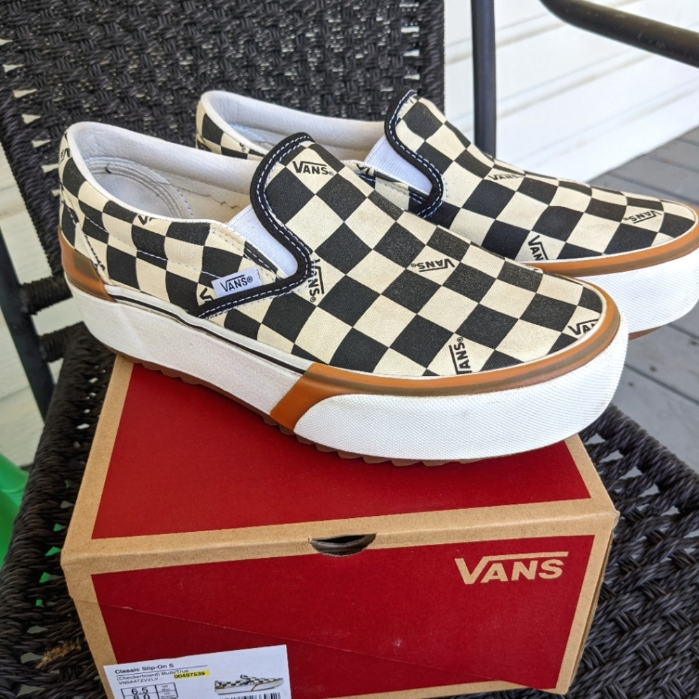 Vans slip-on checkerboard stacked